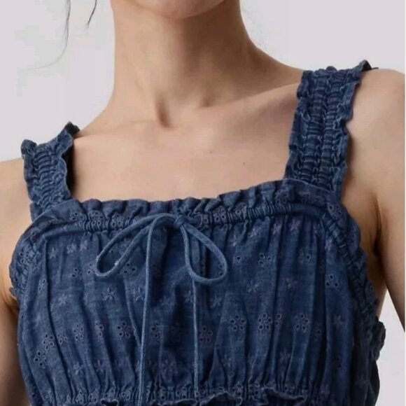 GAP X Doen Eyelet Maxi Dress in Denim Blue - Picture 3 of 7